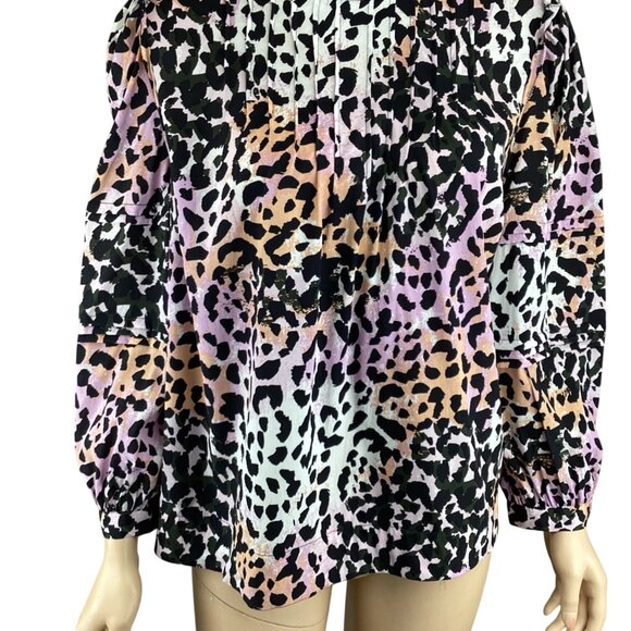 Veronica Beard Top Size 10 Lety Leopard‎ Print Silk Blend Blouse - Picture 6 of 9